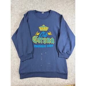 VINTAGE Corona Club Sweatshirt Mens Blue Members Only Beer Promo Crewneck Large
